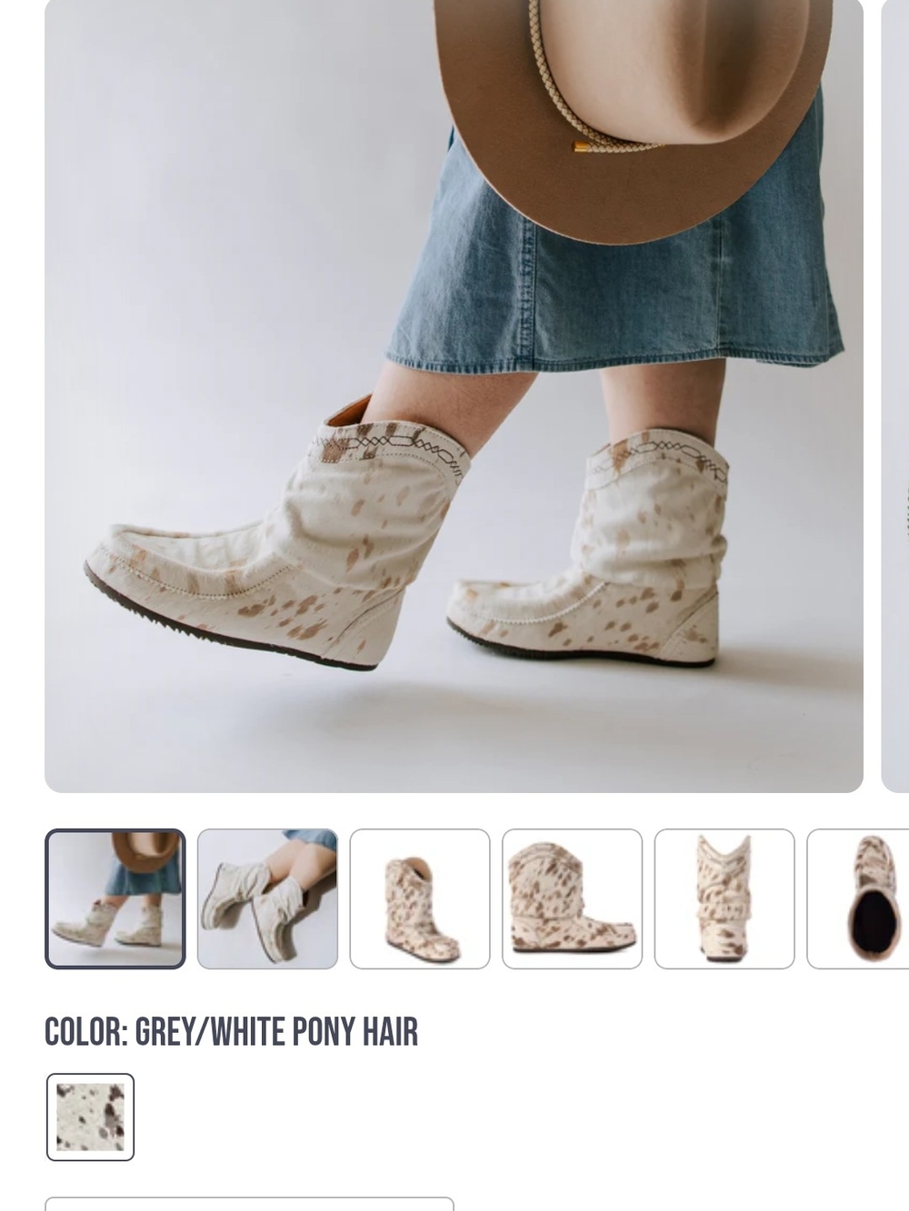 Pony Hair Western Boots - Grey/White